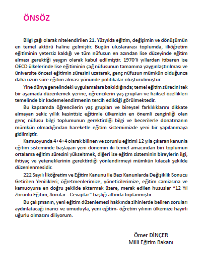 12 Yıl Zorunlu Eğitim - Sorular - Cevaplar 2