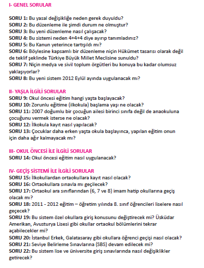 12 Yıl Zorunlu Eğitim - Sorular - Cevaplar 3