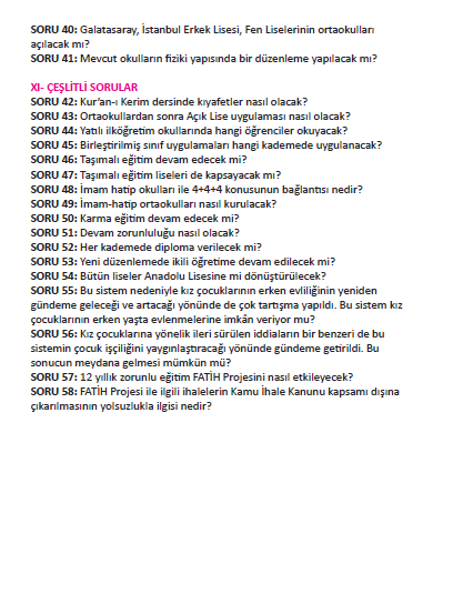 12 Yıl Zorunlu Eğitim - Sorular - Cevaplar 5