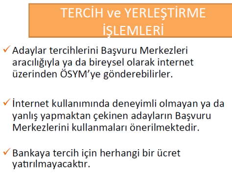 2012 Üniversite Kontenjanları, Tercih ve Yerleştirme İşlemleri 8