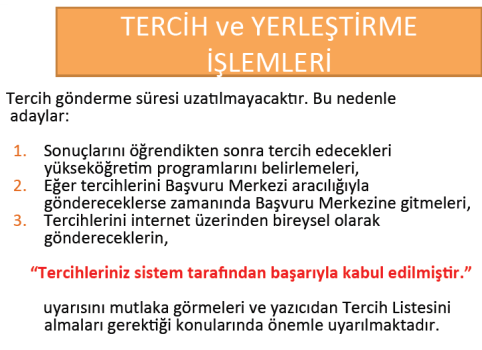 2012 Üniversite Kontenjanları, Tercih ve Yerleştirme İşlemleri 9