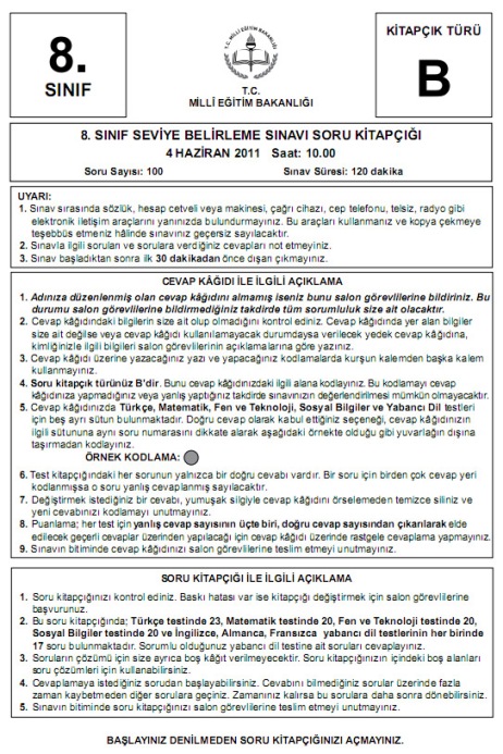 4 Haziran 2011 İlköğretim 8 SBS Sınav Cevapları - GALERİ 3