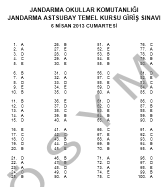 2013 JANA Cevap Anahtarı - 6 Nisan 6
