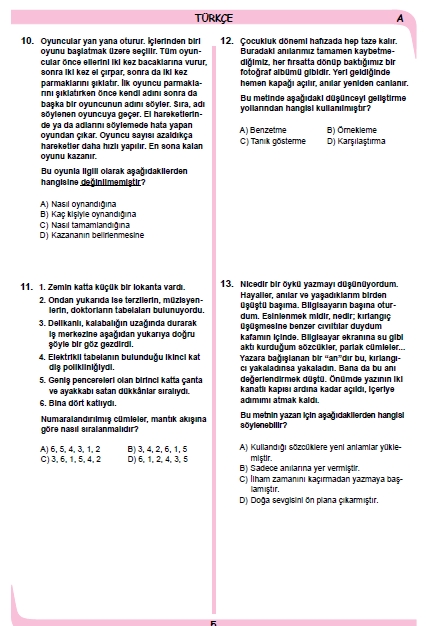 26 Kasım 2014 8. Sınıf 1. Dönem Türkçe Sınav Soruları ve Cevapları 4