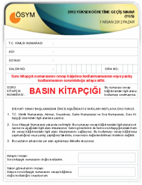 1 Nisan 2012 YGS CEVAP ANAHTARI