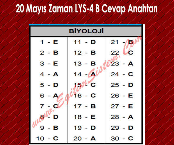 20 Mayıs 2015 Zaman LYS 4. Fen - Edebiyat Deneme Cevap Anahtarı 6