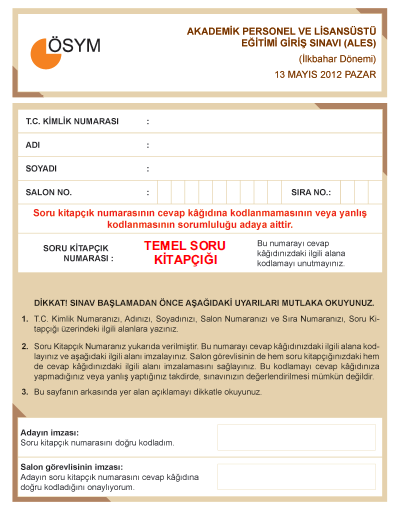 13 Mayıs 2012 Ales Cevap Anahtarı