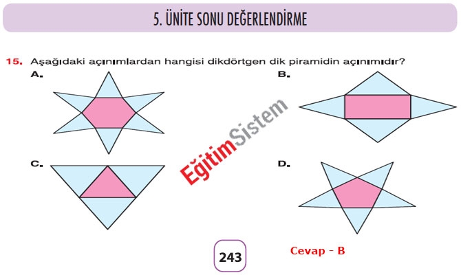 8. Sınıf Matematik 5. Ünite Sonu Değerlendirme Soru Cevapları 15