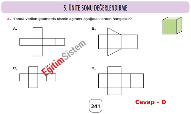 8. Sınıf Matematik 5. Ünite Sonu Değerlendirme Soru Cevapları 3