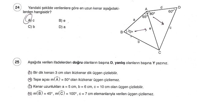 8. Sınıf Matematik 2. Ünite Değerlendirme Soruları ve Cevapları 11