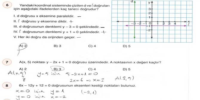 8. Sınıf Matematik 4. Ünite Değerlendirme Soruları ve Cevapları 3