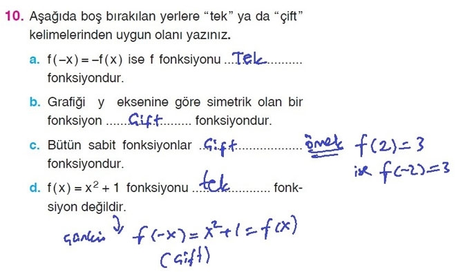 10. Sınıf Matematik Sayfa 107-109 Cevapları 10