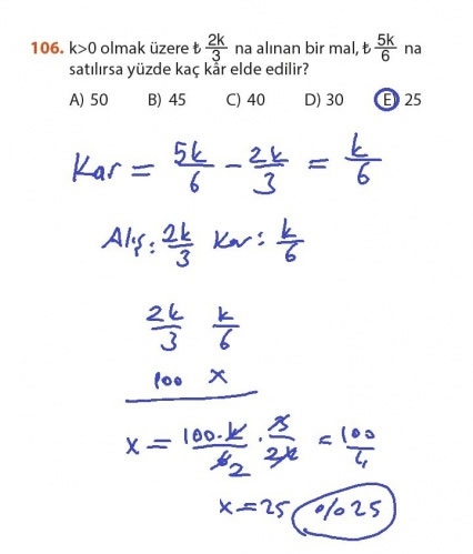 9. Sınıf Matematik Sayfa 184-194 Cevapları 106