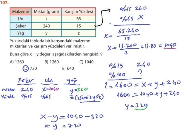 9. Sınıf Matematik Sayfa 184-194 Cevapları 107