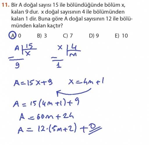 9. Sınıf Matematik Sayfa 184-194 Cevapları 11