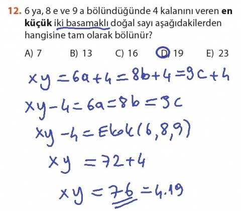 9. Sınıf Matematik Sayfa 184-194 Cevapları 12