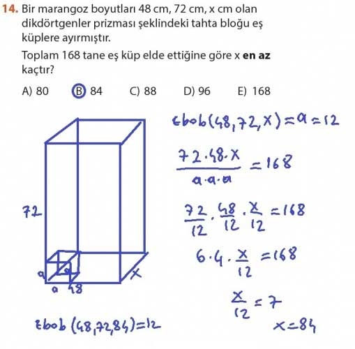 9. Sınıf Matematik Sayfa 184-194 Cevapları 14