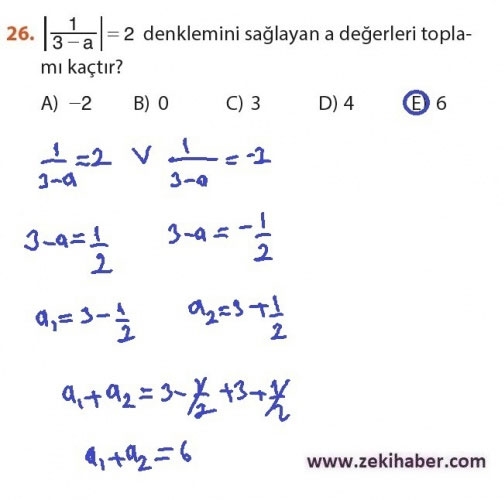 9. Sınıf Matematik Sayfa 184-194 Cevapları 26