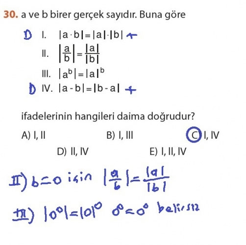 9. Sınıf Matematik Sayfa 184-194 Cevapları 30