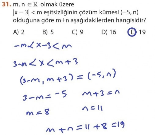 9. Sınıf Matematik Sayfa 184-194 Cevapları 31