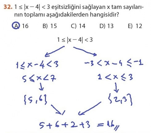 9. Sınıf Matematik Sayfa 184-194 Cevapları 32