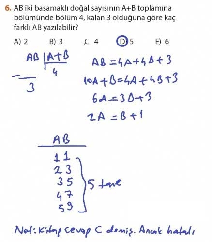 9. Sınıf Matematik Sayfa 184-194 Cevapları 6