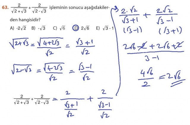 9. Sınıf Matematik Sayfa 184-194 Cevapları 63