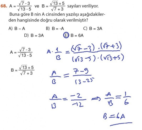 9. Sınıf Meb Matematik Sayfa 184-194 Cevapları 68