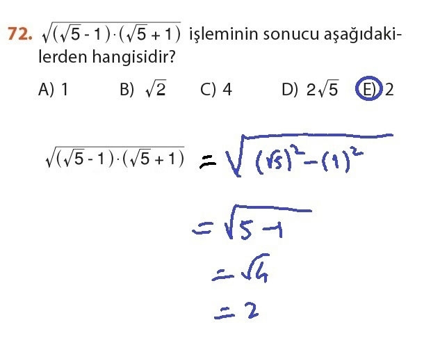 9. Sınıf Matematik Sayfa 184-194 Cevapları 72