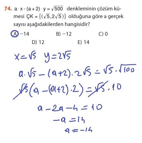 9. Sınıf Matematik Sayfa 184-194 Cevapları 74