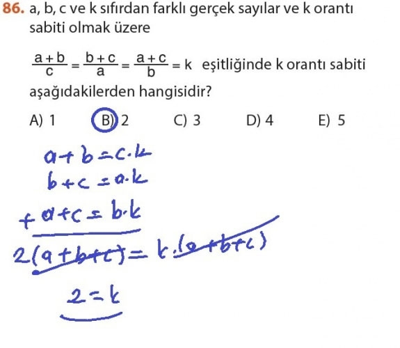 9. Sınıf Matematik Sayfa 184-194 Cevapları 86