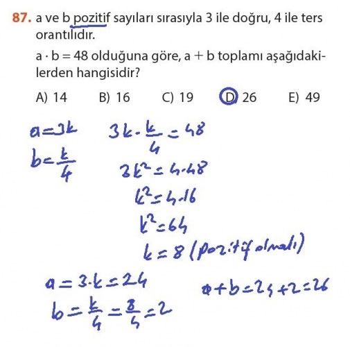 9. Sınıf Matematik Sayfa 184-194 Cevapları 87