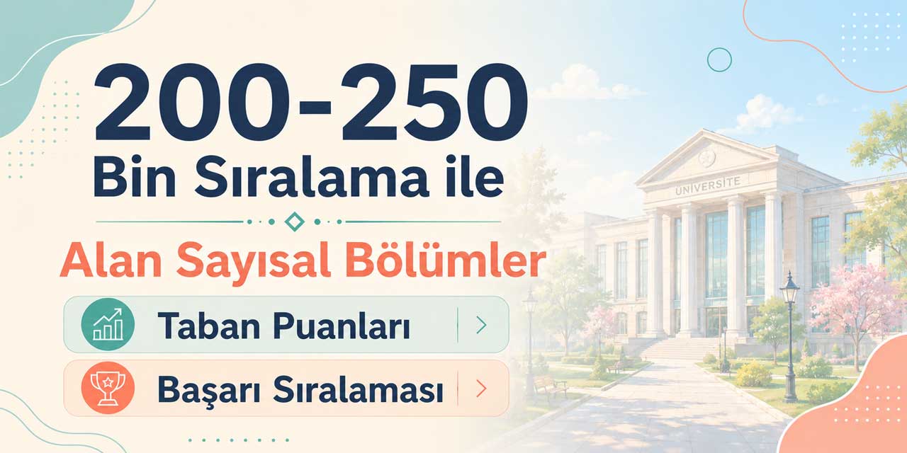 200-250 Bin Sıralama ile Alan Sayısal Bölümler 2026